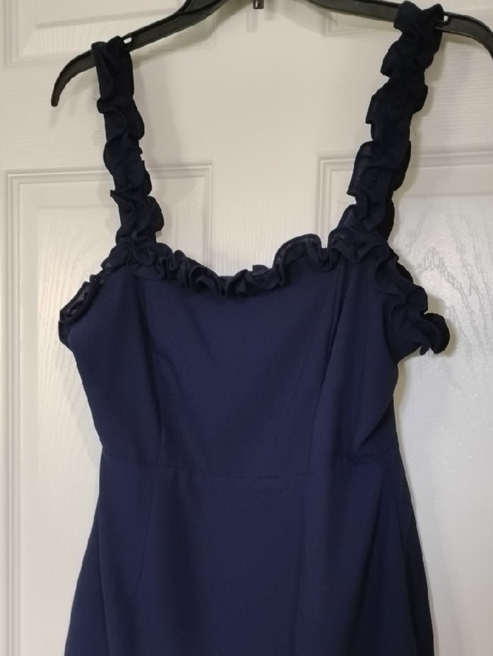 Navy Ruffle Strap Mini Dress - Picture 5 of 5